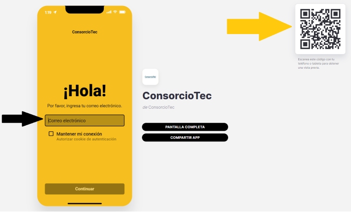 App de ConsorcioTec ingreso