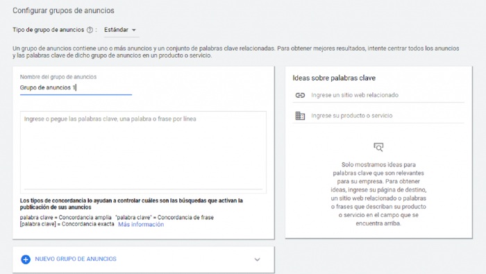 Configuración de anuncios